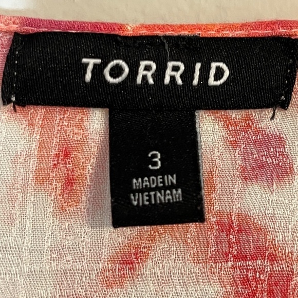 Torrid Kimono Women 22 Pink Open Front Tie Dye Long Duster Yellow Top Summer - Picture 2 of 13